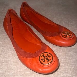 Tory Burch Burnt Orange Leather Flats